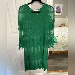 Women’s sheer emerald green dress/coverup